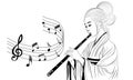 An Ancient Chinese Beauty Playing A Chinese Flute Royalty Free Stock Photo